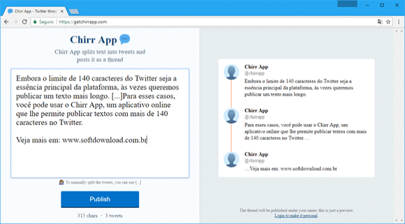 Escreva textos longos no Twitter com o Chirr App