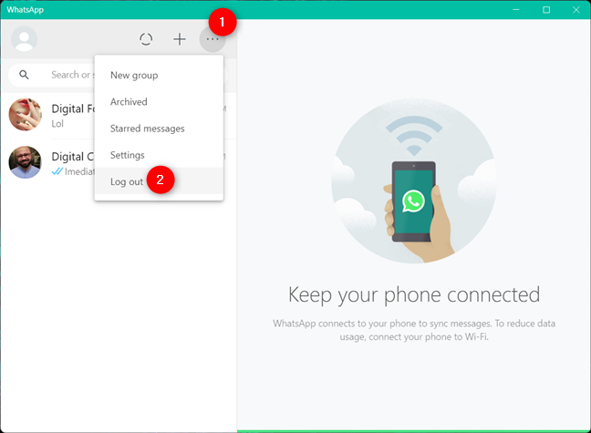 Cách đăng xuất WhatsApp Desktop