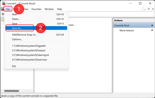 Guarde la configuración de la consola para el Editor de políticas de grupo local