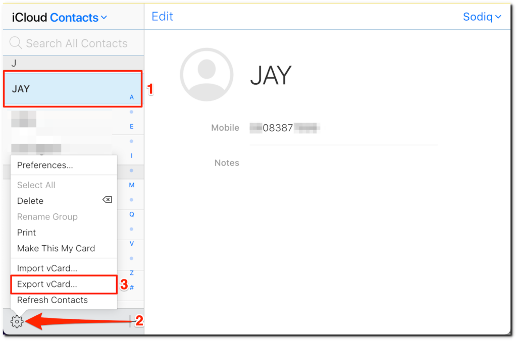 Visuele instructies voor het downloaden van contacten