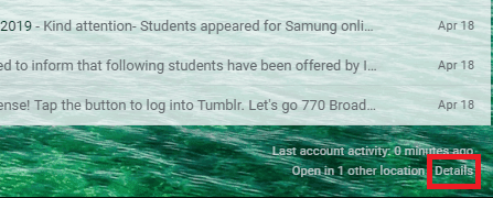Desplácese hacia abajo hasta la parte inferior de la ventana de Gmail y haga clic en 'Detalles'