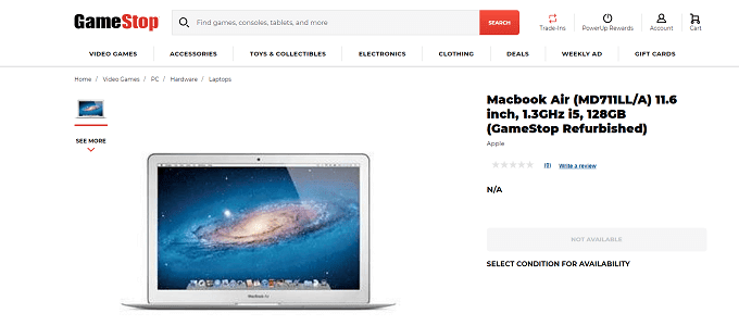 หน้า GameStop ขาย Mac ที่ตกแต่งใหม่