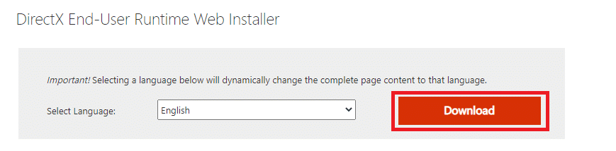 Visitez le Centre de téléchargement Microsoft et téléchargez le programme d'installation Web DirectX End-User Runtime