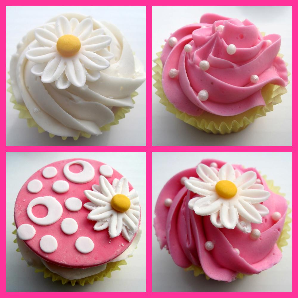 Pink and White Daisy Cupcake