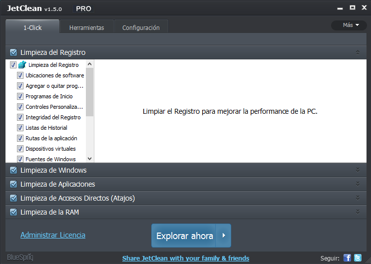 JetClean pro v1.5.0 [Multilenguaje] Full, Limpia Windows 