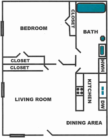 Go to One Bedroom Floorplan page.