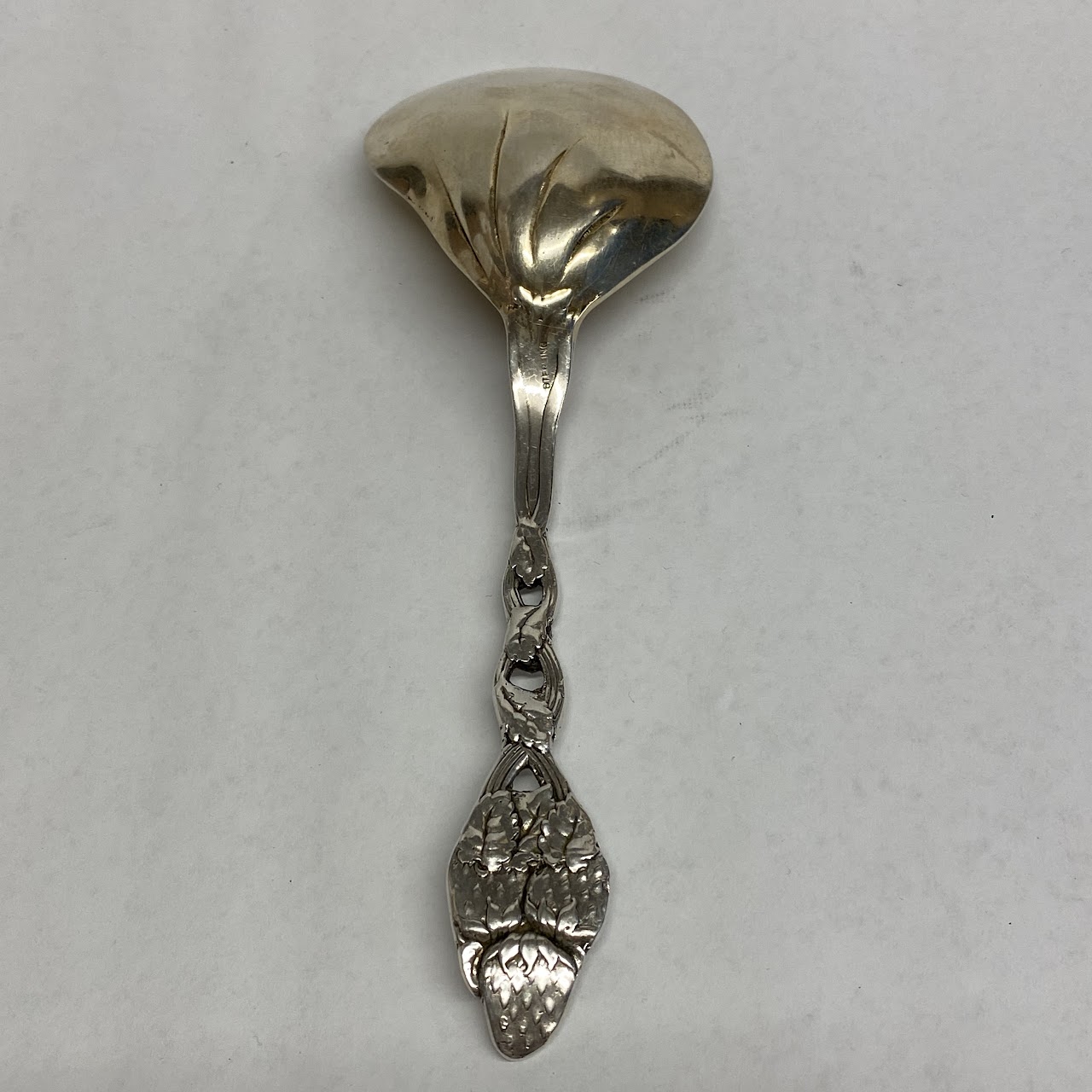 Sterling Silver Strawberry Motif Serving Spoon