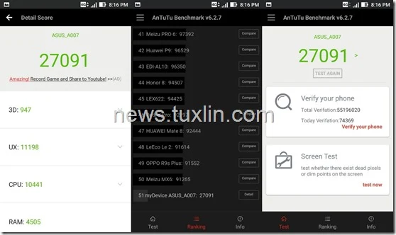 Benchmark Asus Zenfone Live ZB501KL AnTuTu v6