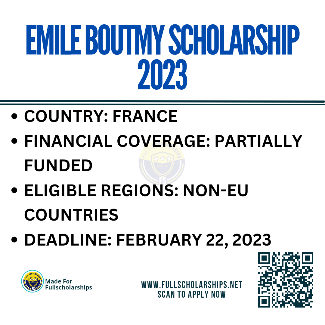 France Scholarships Without IELTS - Emile Boutmy Scholarship Program in France is open for applications 2023-2024