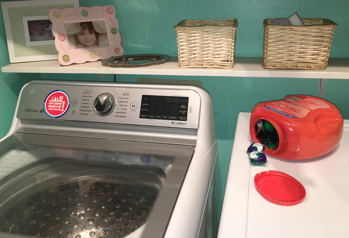 Spilled laundry pods danger