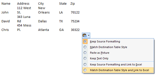 spreadsheet invoegen in word