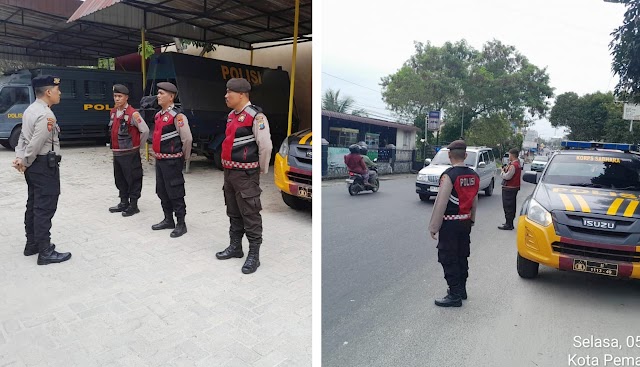 KBO Sat Samapta Polres Siantar Pimpin Patroli Antisipasi Guantibmas Dan Berikan Rasa Aman