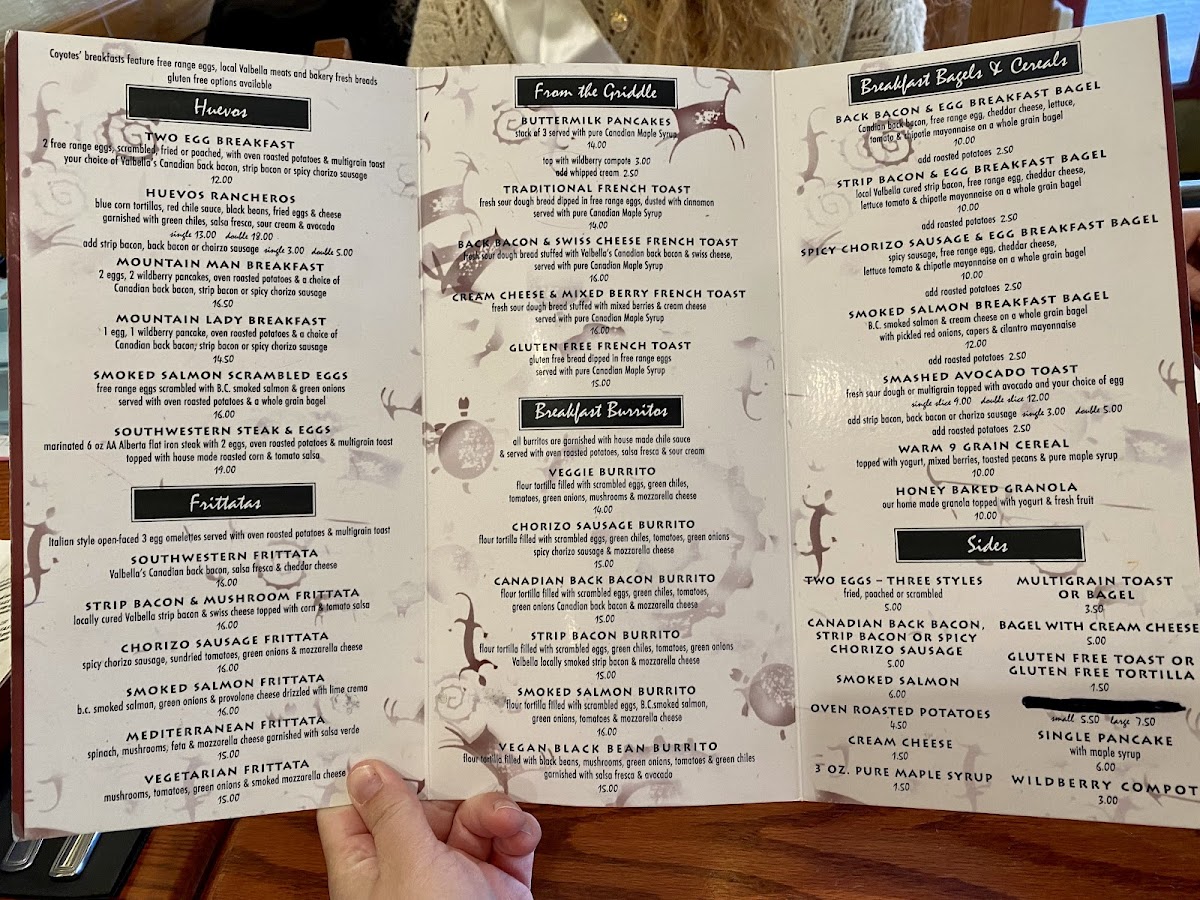 Coyotes Southwestern Grill gluten-free menu