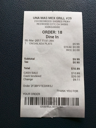 Mexican Restaurant «Una Mas Mexican Grill», reviews and photos, 224 Redwood Shores Pkwy, Redwood City, CA 94065, USA