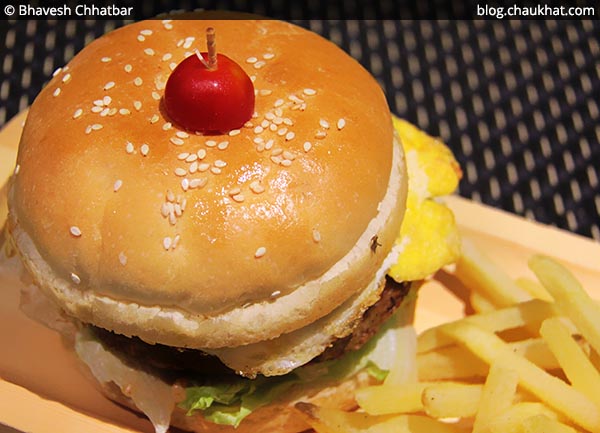 House Spice Lamb Burger at SocialClinic Restobar in Koregaon Park area of Pune