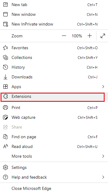 Maintenant, cliquez sur Extensions.  Résoudre le problème de sécurité INET E