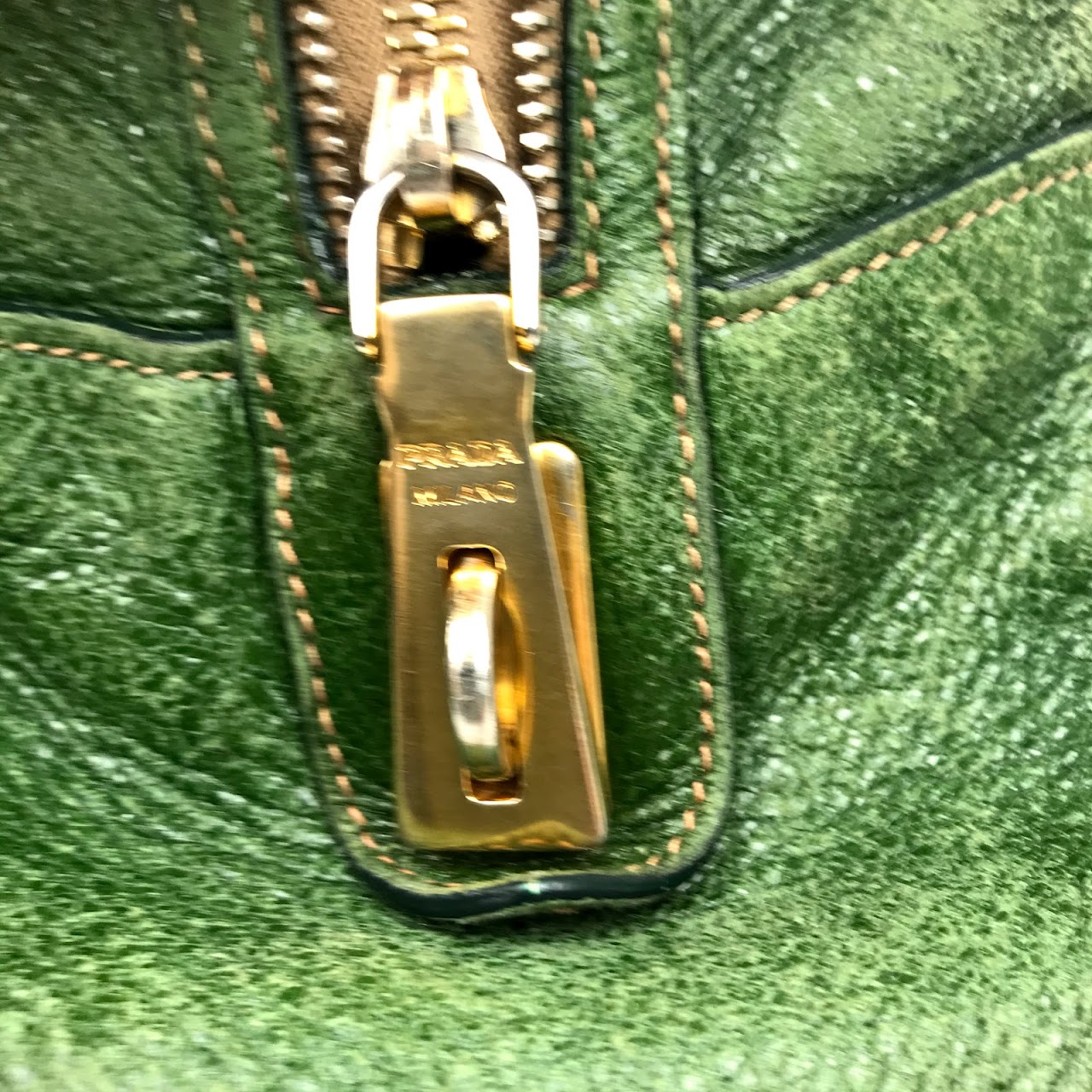 Prada Green Leather Shoulder Bag