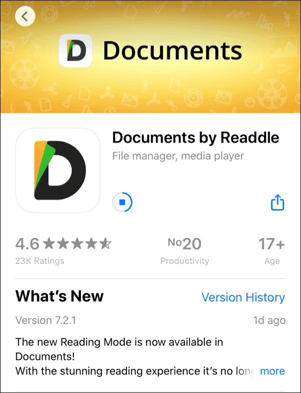 Documenten door de Readdle-app