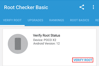 Apri l'app e tocca Verifica root