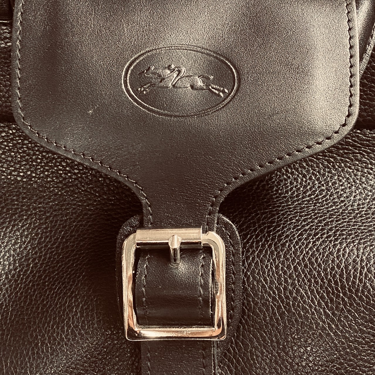 Longchamp Black Leather Weekend Bag