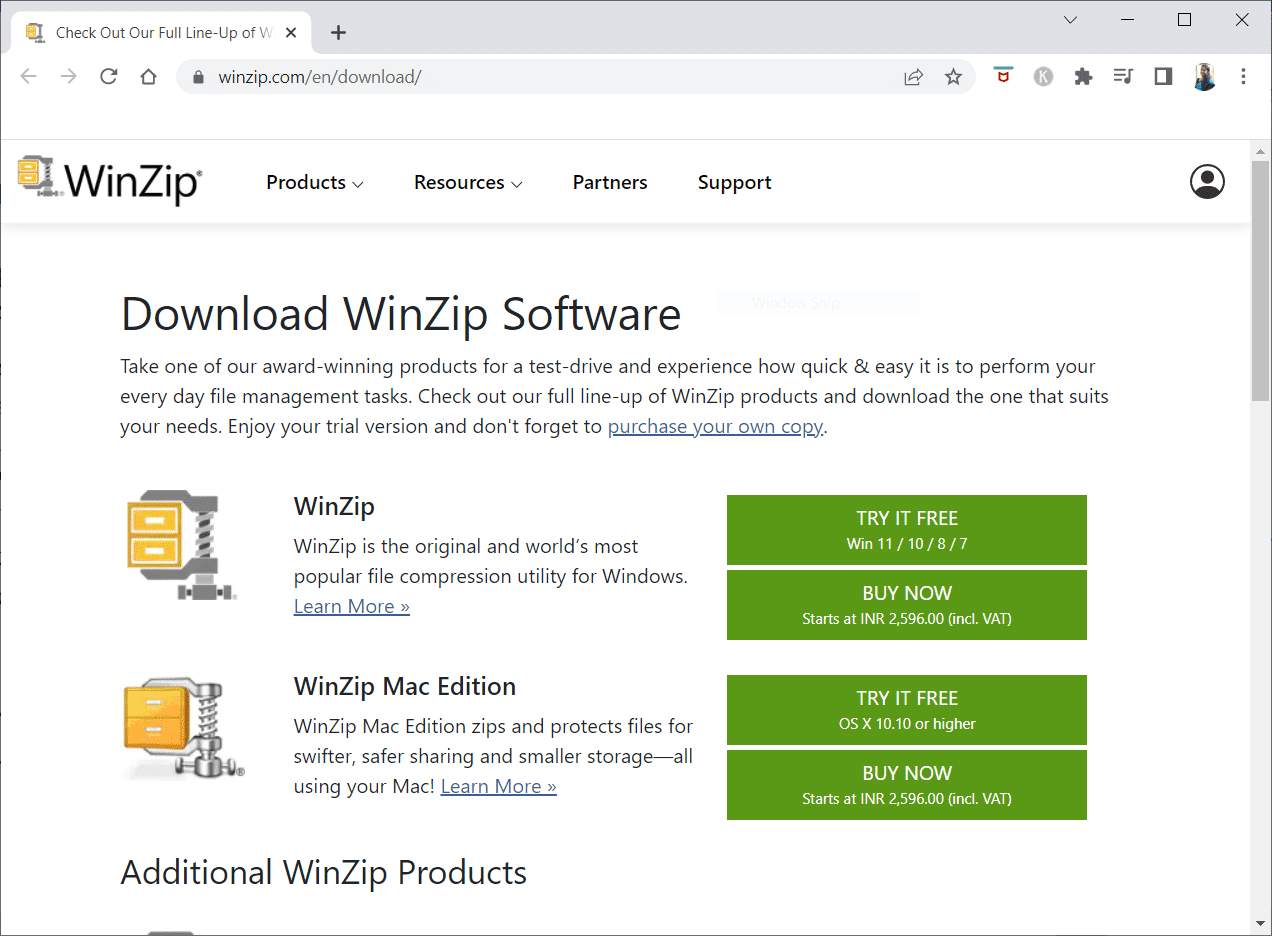 WinZip.  15 migliori strumenti di compressione dei file