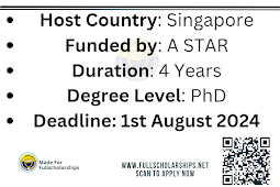 Study in Singapore - A STAR ACIS is Offering Fully funded Scholarship 2024-25