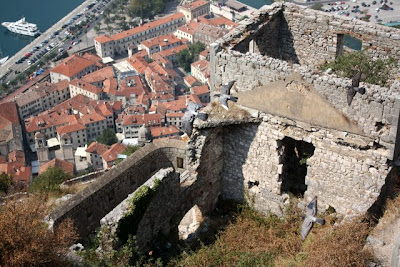 Kotor ruins on the mountain in Montenegro