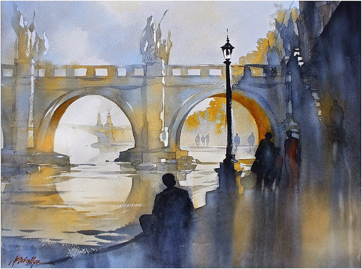 Banks of the Tiber - Rome. Artist Thomas Schaller 