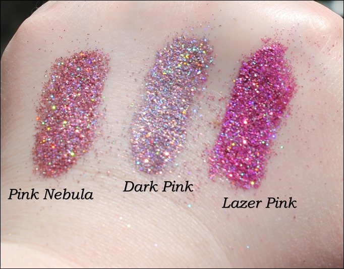 StarGazer Glitter Shaker Swatches Pink Nebula Dark Pink Lazer Pink 2