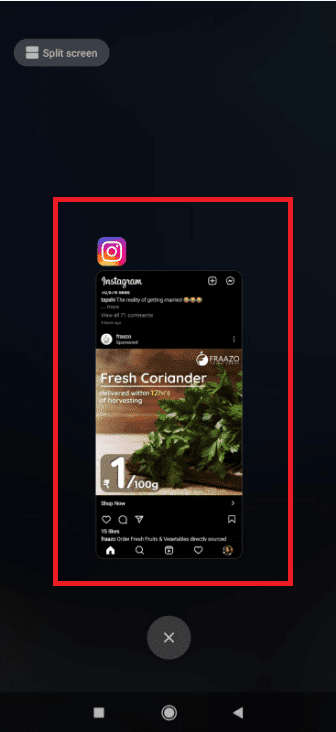 Sluit de Instagram-app vanuit de app-carrousel