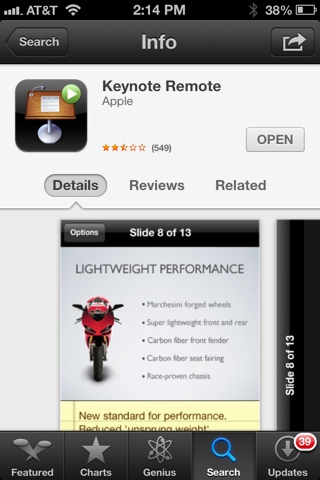 remote keynote iphone app macbook air open