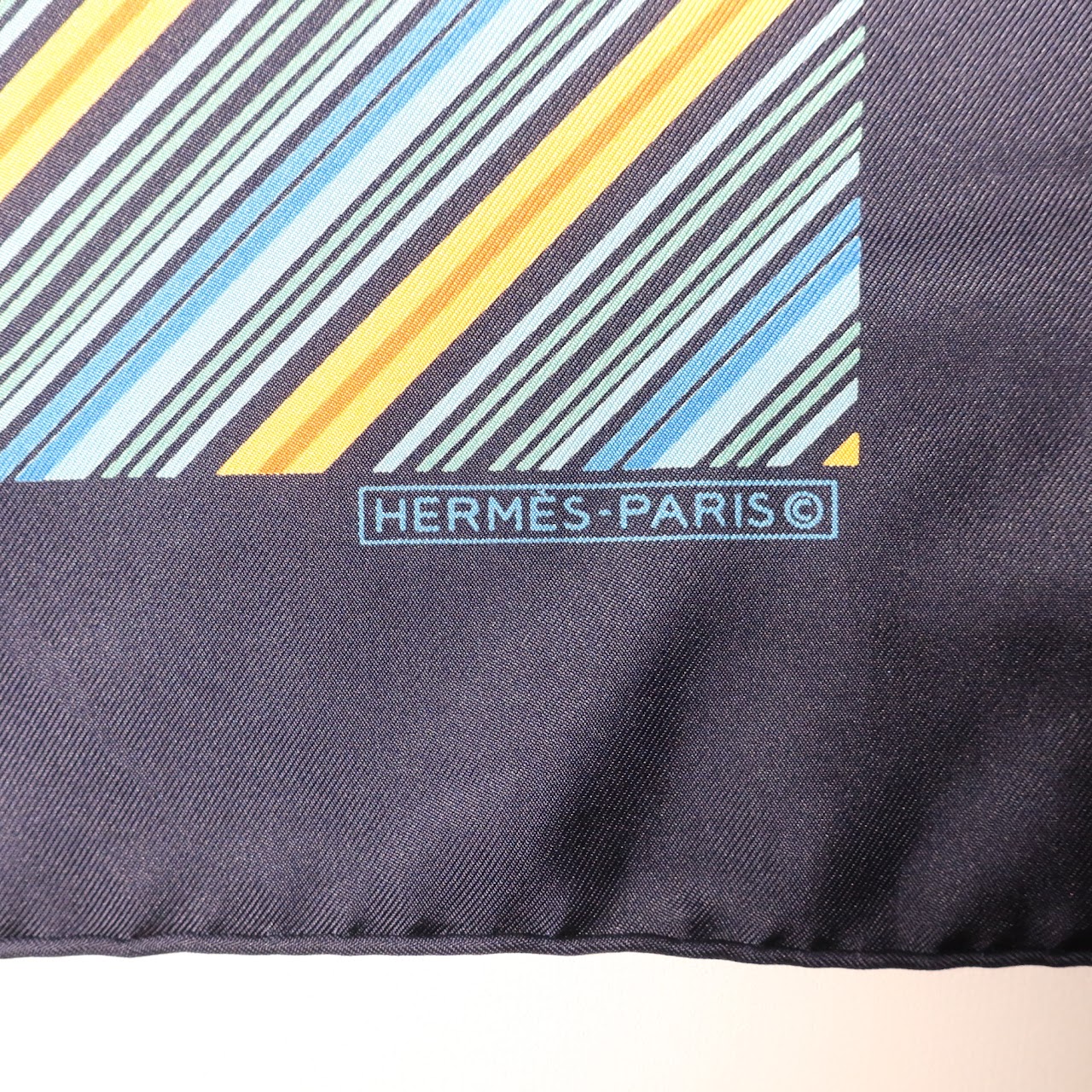 Hermès Blue Stripped Handkerchief Scarf