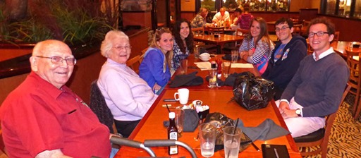 (left to right)   Dad, mom, Stephanie (daughter), Anna (Michael’s girlfriend), Jenny (Stephanie’s roommate), Michael (oldest son) and Ryan (youngest son).