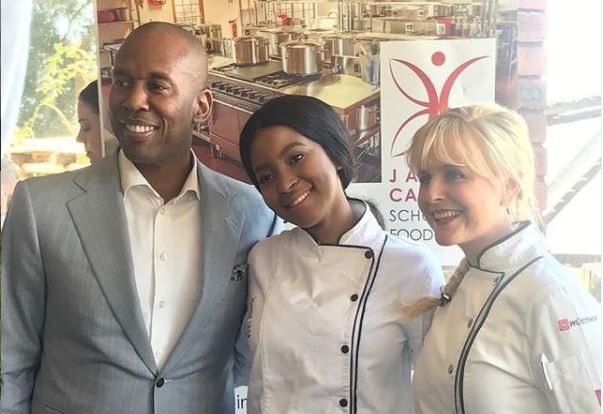 Moses Tembe with his late daughter Anele and her mentor Jackie Cameron.