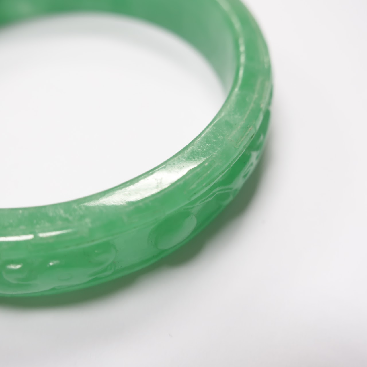 Green Carved Jade Bangle