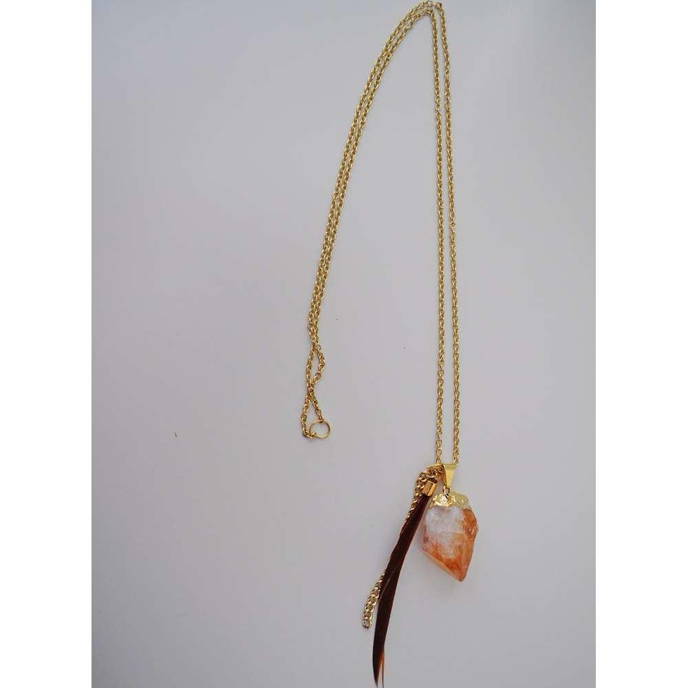 Citrine and feather extra long