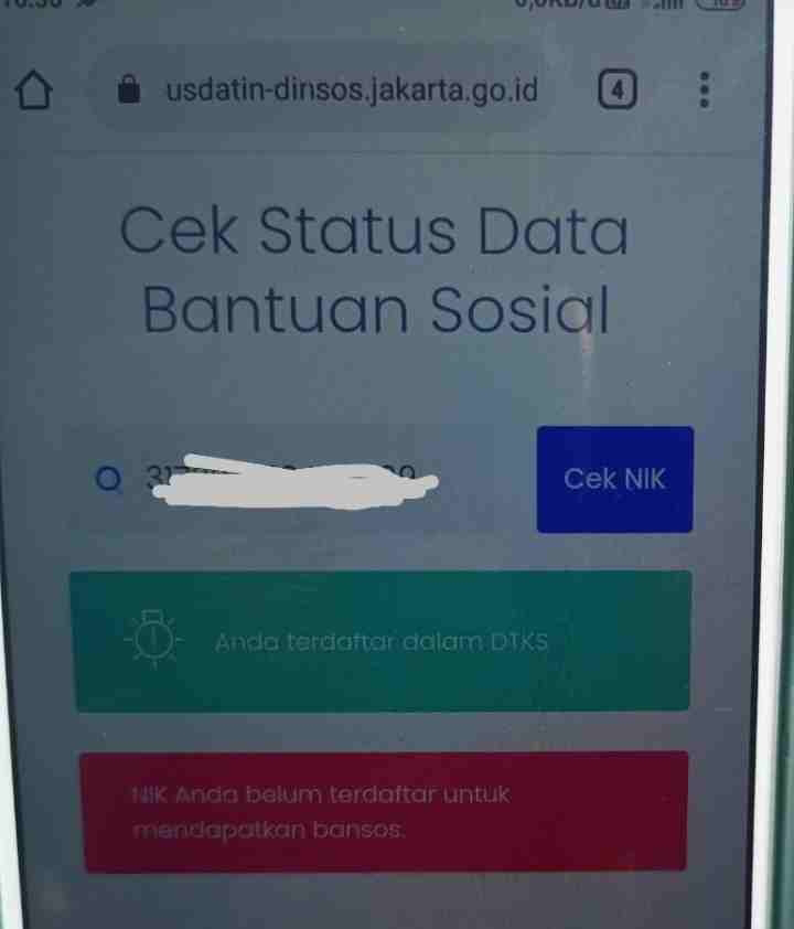 Cek status pendaftaran dtks