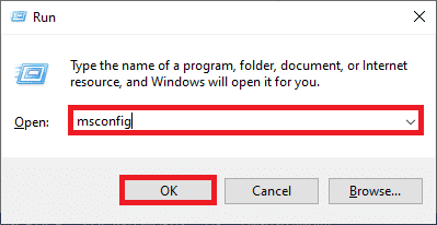 หลังจากป้อนคำสั่ง msconfig แล้ว ให้คลิกปุ่มตกลง