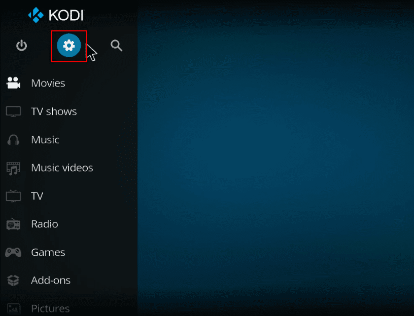 单击设置图标。 如何优化 Kodi