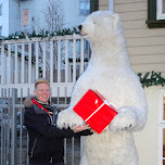 getting a gift from Mr. Polarbear in Reykjavik, Iceland 