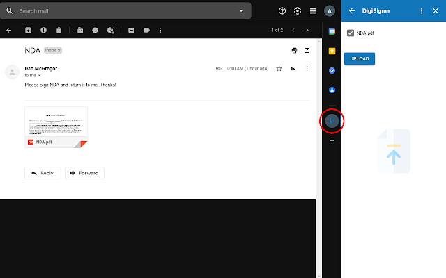 Screenshot of DigiSigner for Gmail