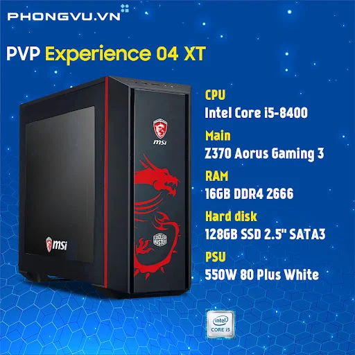 PC Phong Vũ PVP Experience 04 XT (i5 8400/128GB SSD/16GB/550W) - Hàng trưng bày