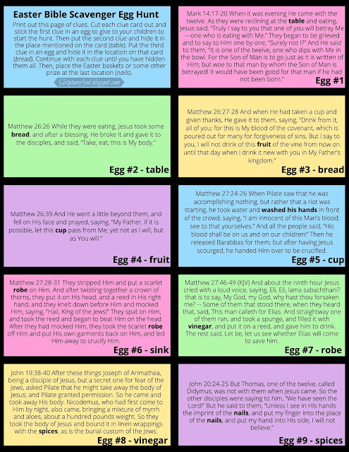 Easter Bible Scavenger Egg Hunt | scriptureand.blogspot.com