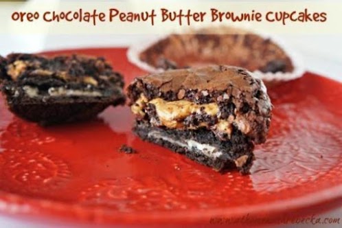 Oreo Peanut Butter Brownie Cupcakes