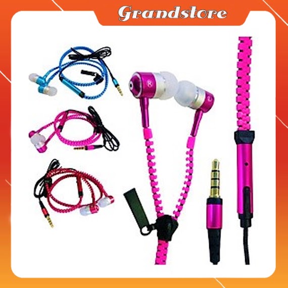 Tai Nghe Nhét Tai Dây Dạng Khóa Kéo Thời Trang Chống Rối Jack Cắm Chuẩn 3.5 Có Mic Đàm Thoại Zipper Earphones