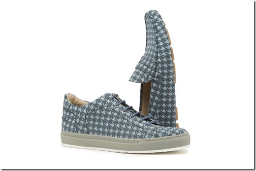 A.TESTONI SS15 - DRIVER SHOE IN VITELLO SCAMOSCIATO STAMPA PIED DE POULE JEANS