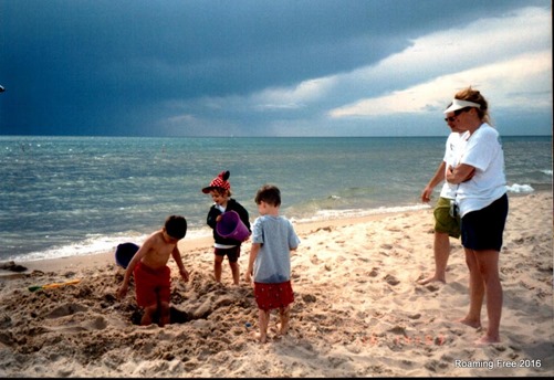 Playing at the beach