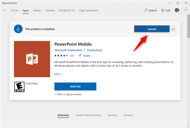 เปิด PowerPoint Mobile