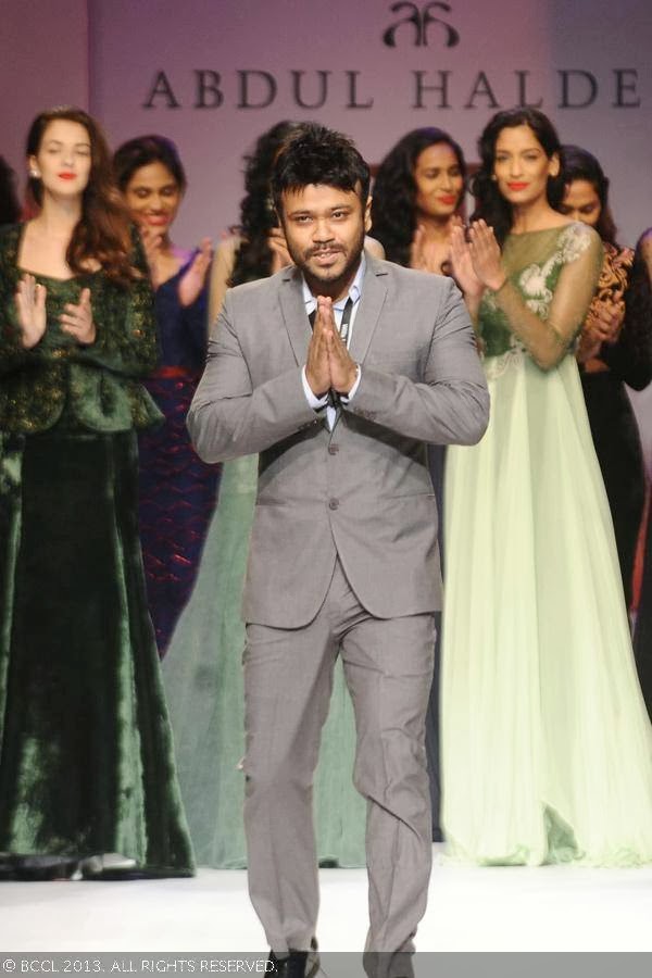 Fashion designer Abdul Halder on Day 4 of Wills Lifestyle India Fashion Week (WIFW) Spring/Summer 2014, held in Delhi.