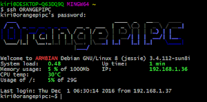 Orange Pi PCにsshでログイン